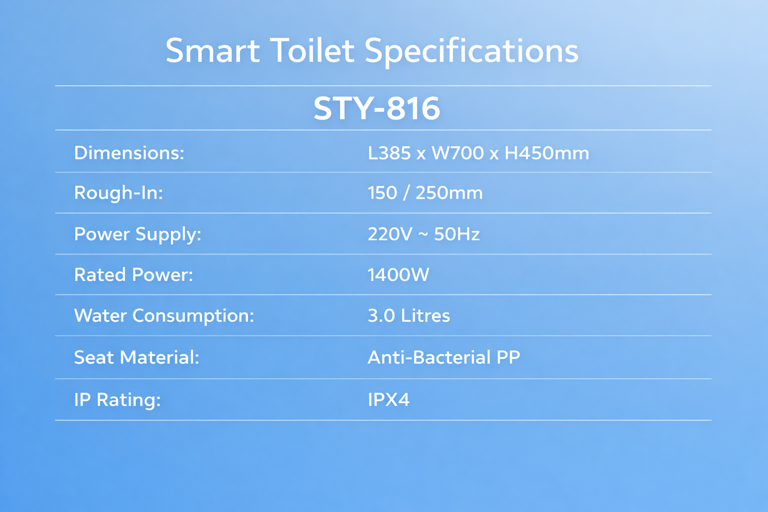 COSTA COMFORT SMART TOILET - (STY-816)